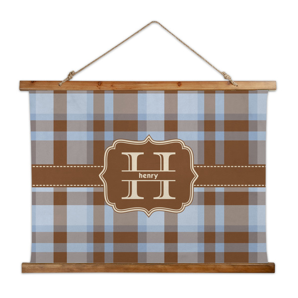 Custom Two Color Plaid Wall Hanging Tapestry - Wide (Personalized)