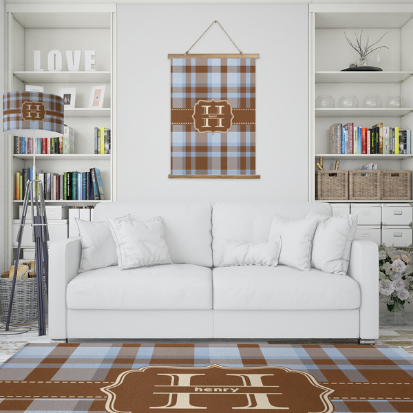 Two Color Plaid Wall Hanging Tapestry - Portrait - IN CONTEXT