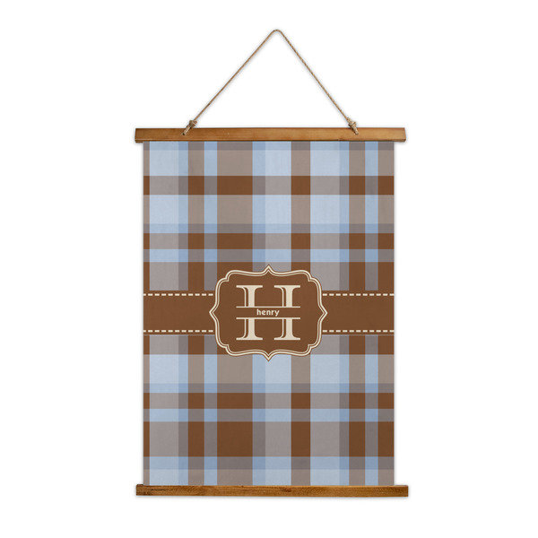 Custom Two Color Plaid Wall Hanging Tapestry - Tall (Personalized)