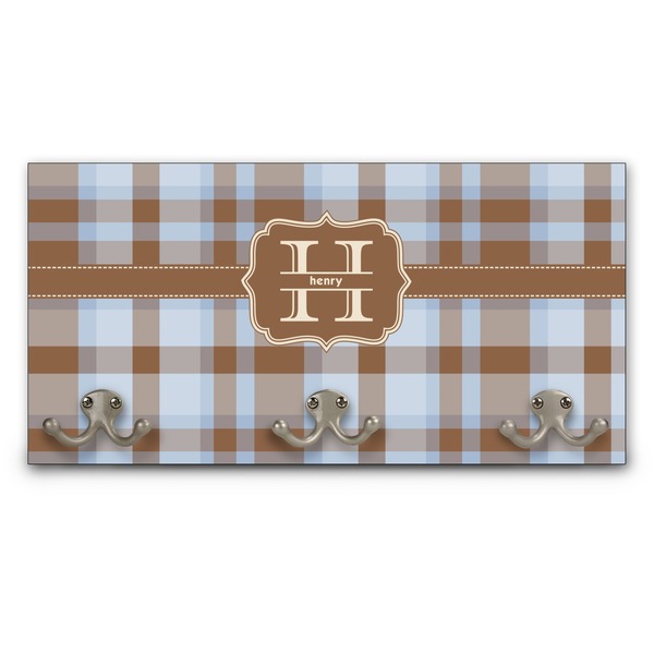 Custom Two Color Plaid Wall Mounted Coat Rack (Personalized)