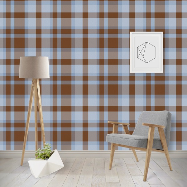 Custom Two Color Plaid Wallpaper & Surface Covering