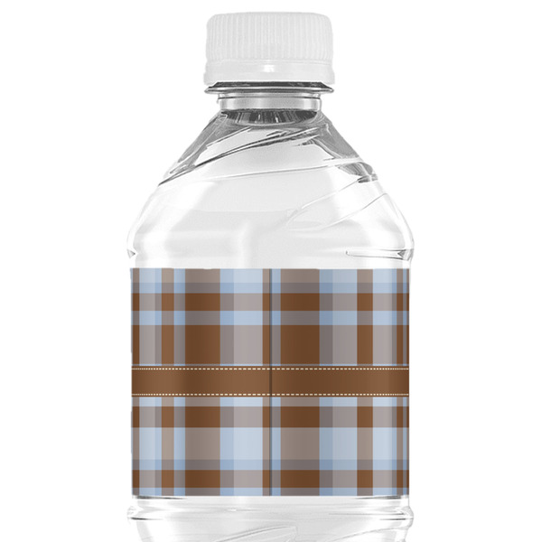 Two Color Plaid Water Bottle Label - Back View