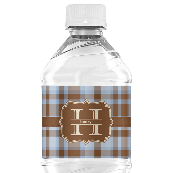 Custom Two Color Plaid Water Bottle Labels - Custom Sized (Personalized)