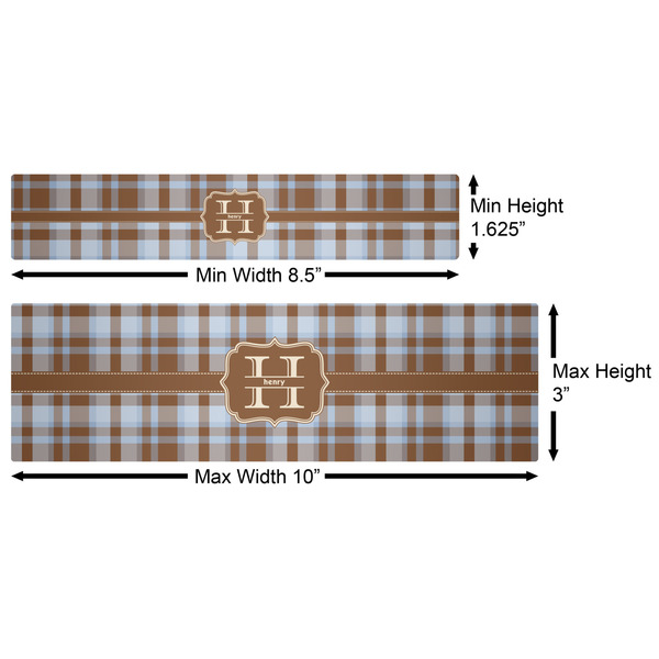 Two Color Plaid Water Bottle Labels w/ Dimensions