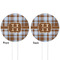 Two Color Plaid White Plastic 4" Food Pick - Round - Double Sided - Front & Back