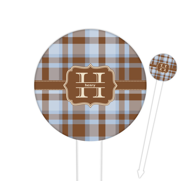 Custom Two Color Plaid Round Plastic Food Picks (Personalized)