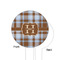 Two Color Plaid White Plastic 6" Food Pick - Round - Single Sided - Front & Back