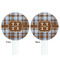 Two Color Plaid White Plastic 7" Stir Stick - Double Sided - Round - Front & Back