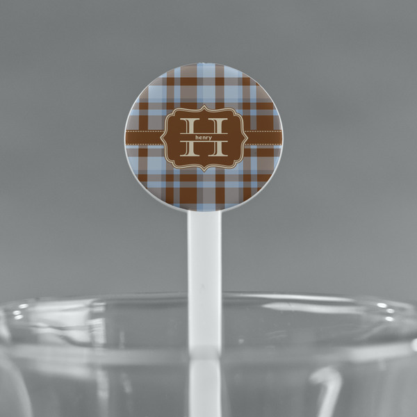 Two Color Plaid White Plastic 7" Stir Stick - Round - Main
