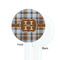 Two Color Plaid White Plastic 7" Stir Stick - Single Sided - Round - Front & Back