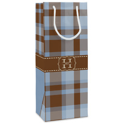Two Color Plaid Wine Gift Bags - Gloss (Personalized)