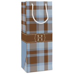 Two Color Plaid Wine Gift Bags - Matte (Personalized)