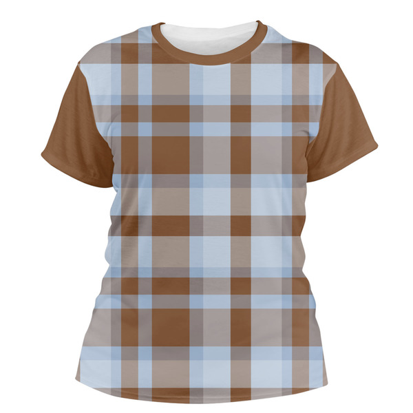 Custom Two Color Plaid Women's Crew T-Shirt - 2X Large