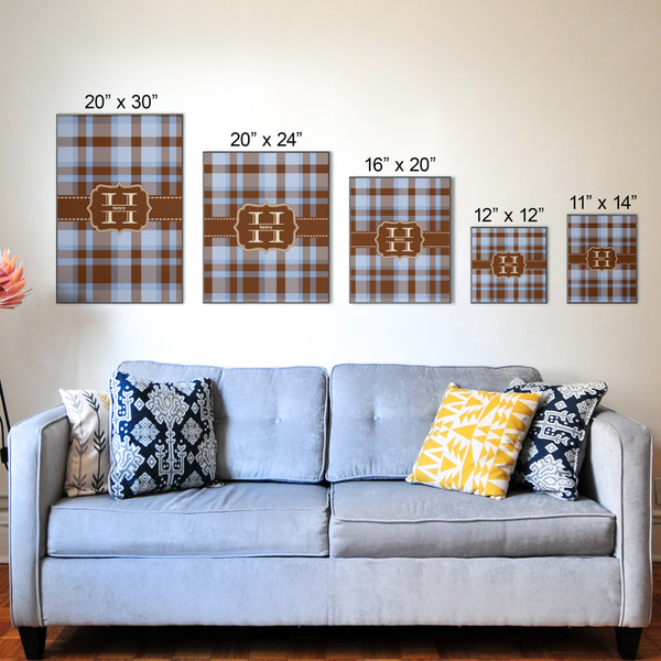 Two Color Plaid Wood Prints - Size Comparison