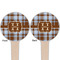 Two Color Plaid Wooden 4" Food Pick - Round - Double Sided - Front & Back