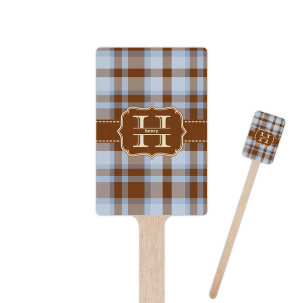 Custom Two Color Plaid Rectangle Wooden Stir Sticks (Personalized)