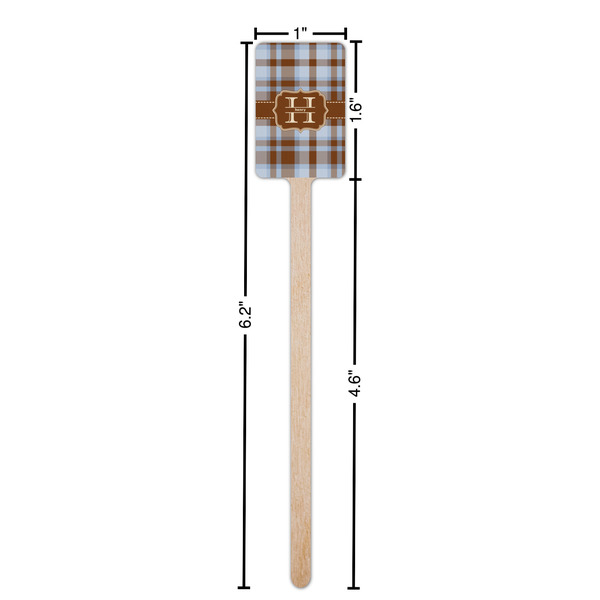 Two Color Plaid Wooden 6.25" Stir Stick - Rectangular - Dimensions