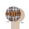 Two Color Plaid Wooden 6" Food Pick - Round - Single Sided - Front & Back