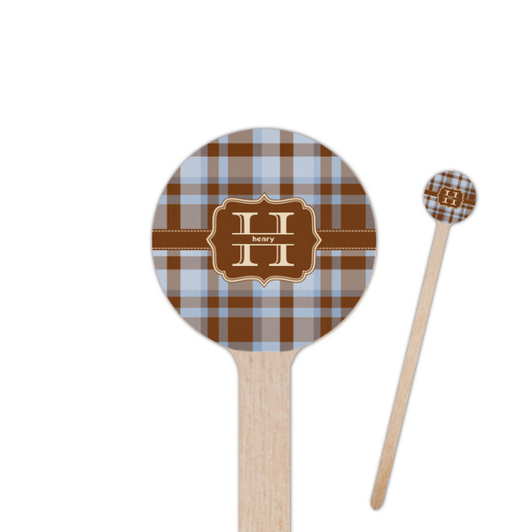 Custom Two Color Plaid Round Wooden Stir Sticks (Personalized)
