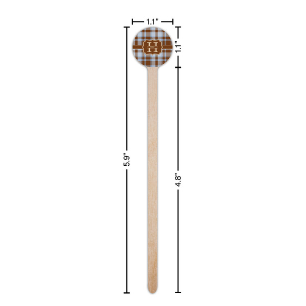 Two Color Plaid Wooden 6" Stir Stick - Round - Dimensions