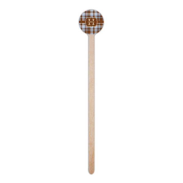 Two Color Plaid Wooden 6" Stir Stick - Round - Single Stick