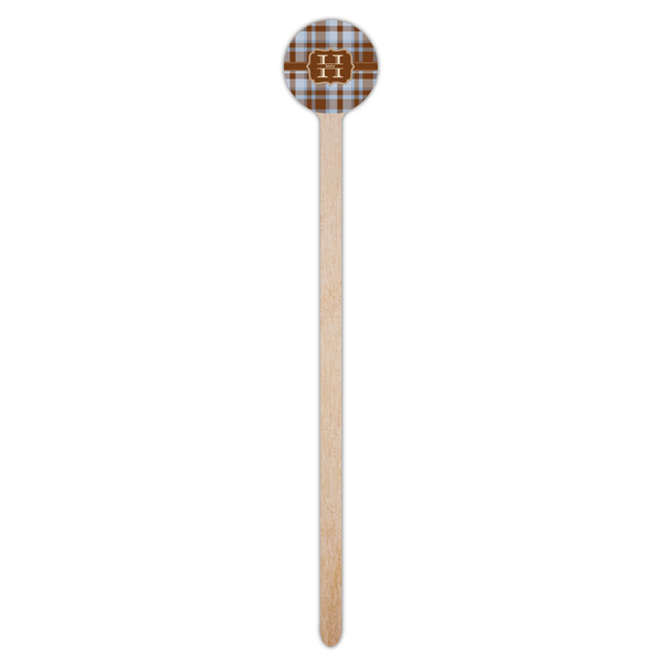 Two Color Plaid Wooden 7.5" Stir Stick - Round - Single Stick