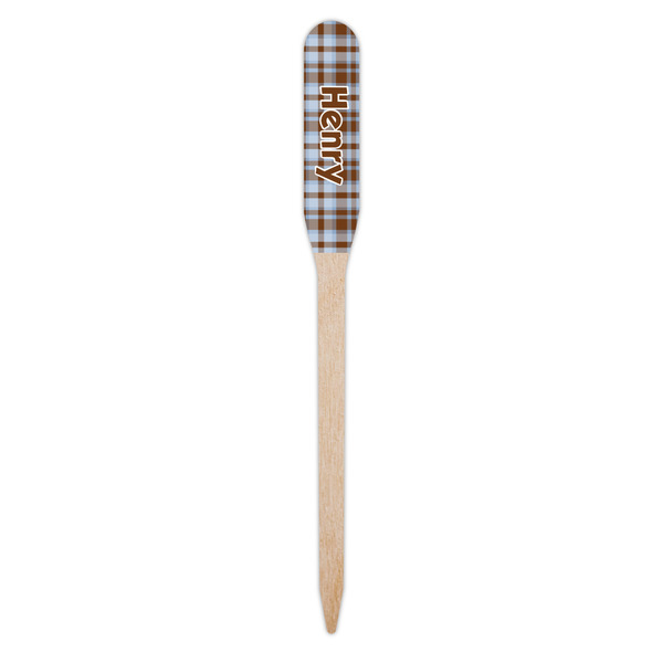 Two Color Plaid Wooden Food Pick - Paddle - Single Pick