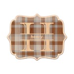 Two Color Plaid Genuine Maple or Cherry Wood Sticker (Personalized)