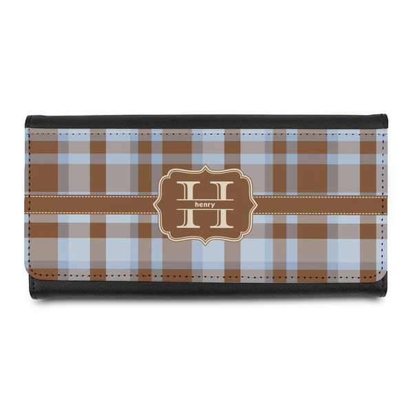 Custom Two Color Plaid Leatherette Ladies Wallet (Personalized)