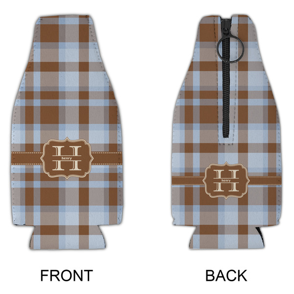 Two Color Plaid Zipper Bottle Cooler - APPROVAL