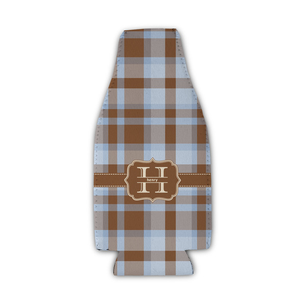 Custom Two Color Plaid Zipper Bottle Cooler (Personalized)