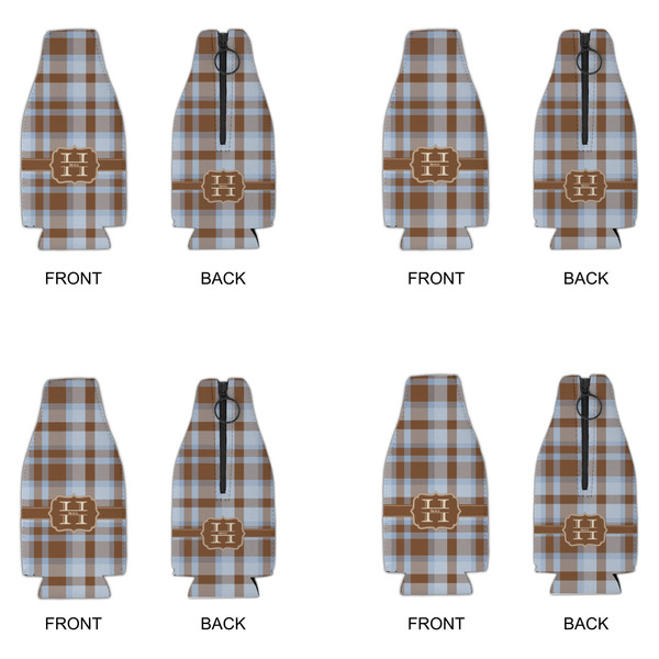 Two Color Plaid Zipper Bottle Cooler - Set of 4 - APPROVAL
