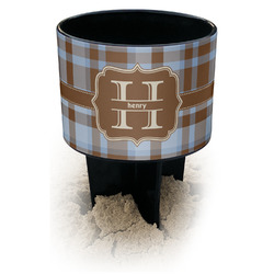 Two Color Plaid Black Beach Spiker Drink Holder (Personalized)