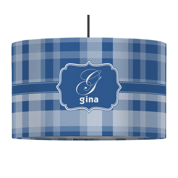 Custom Plaid 12" Drum Pendant Lamp - Fabric (Personalized)