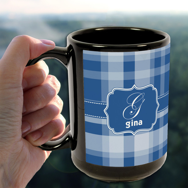 Plaid 15oz. Black Mug - LIFESTYLE