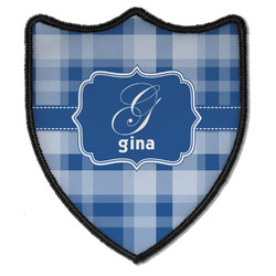 Plaid Iron On Shield Patch B w/ Name and Initial