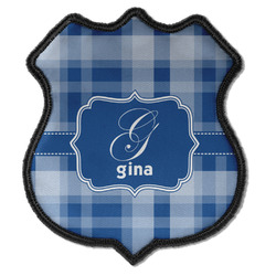 Plaid Iron On Shield Patch C w/ Name and Initial