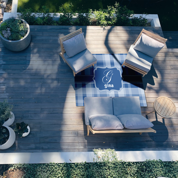 Plaid 5'x7' Patio Rug - In context