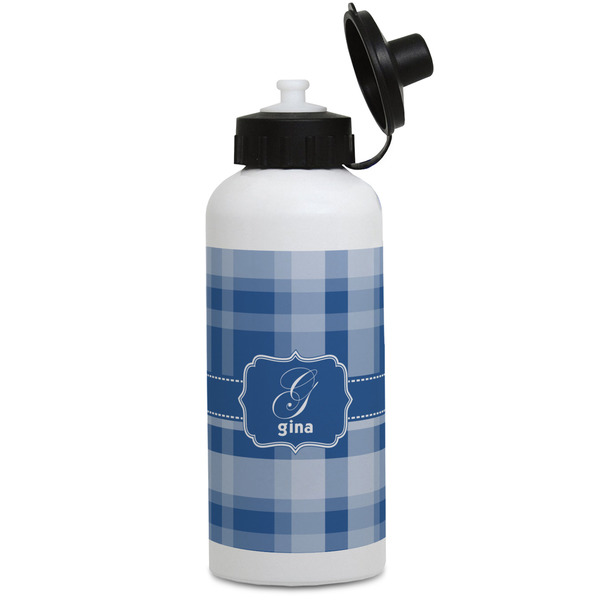 Custom Plaid Water Bottles - Aluminum - 20 oz - White (Personalized)