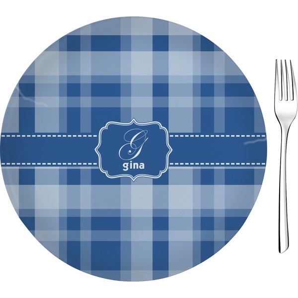 Custom Plaid 8" Glass Appetizer / Dessert Plates - Single or Set (Personalized)