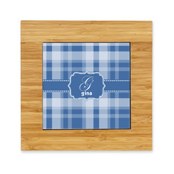 Plaid Bamboo Trivet with Ceramic Tile Insert (Personalized)