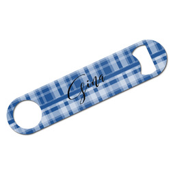 Plaid Bar Bottle Opener - White w/ Name and Initial