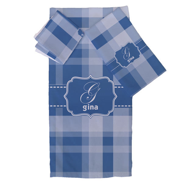 Custom Plaid Bath Towel Set - 3 Pcs (Personalized)