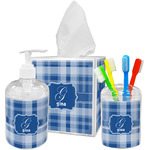 Plaid Acrylic Bathroom Accessories Set w/ Name and Initial