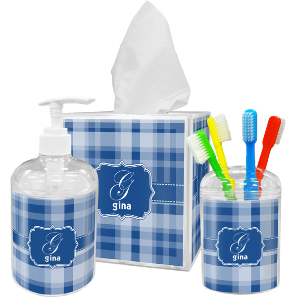 Plaid Bathroom Accessories Set (Personalized)