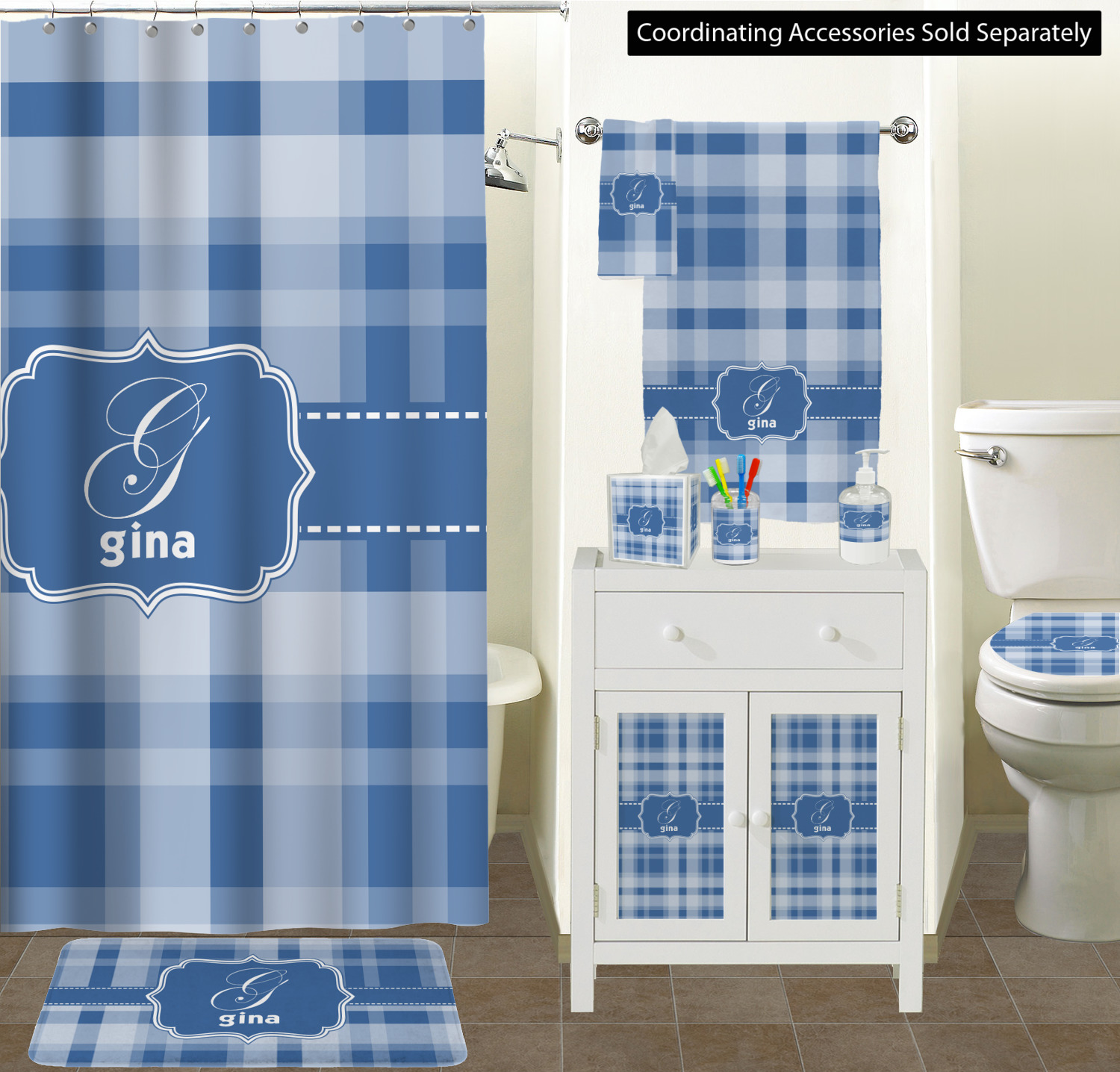 Plaid Shower Curtain (Personalized) - YouCustomizeIt