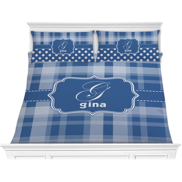 Custom Plaid Comforter Set - King (Personalized)