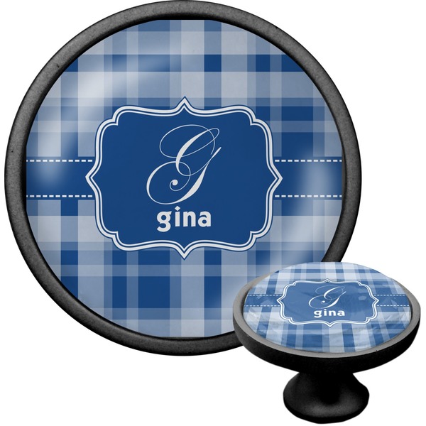 Custom Plaid Cabinet Knob (Black) (Personalized)
