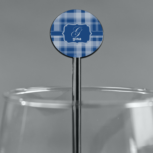 Plaid Black Plastic 5.5" Stir Stick - Round - Main