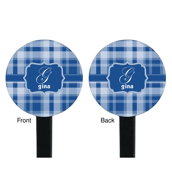 Plaid Black Plastic 7" Stir Stick - Double Sided - Round - Front & Back